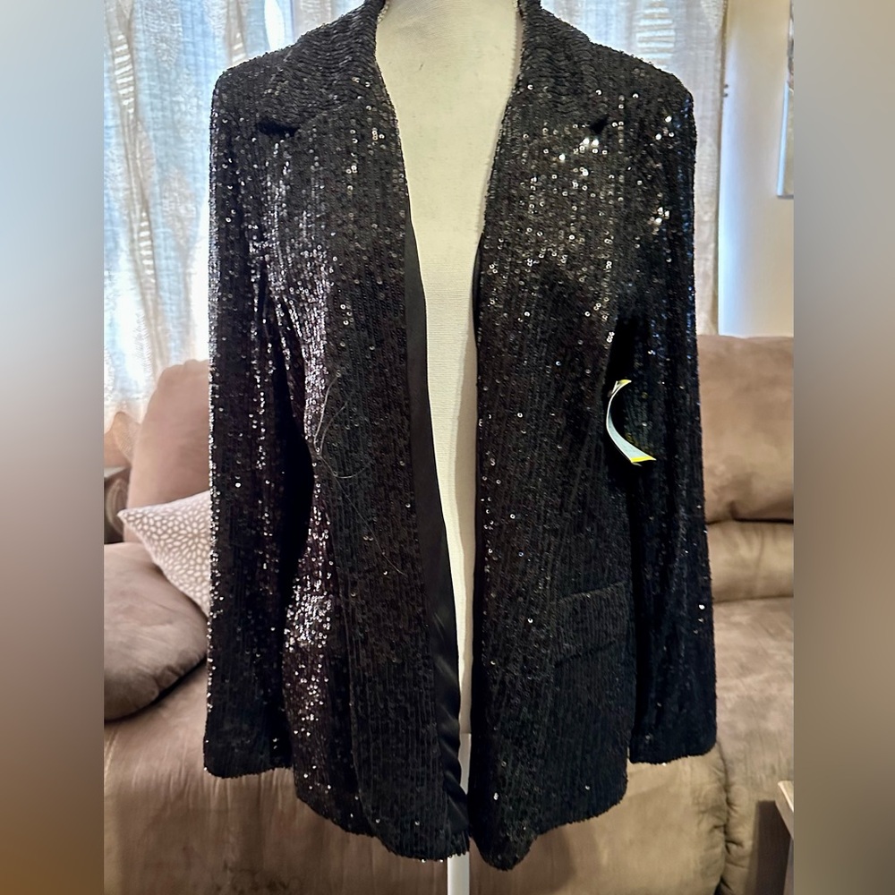 Black Sequin Blazer - Picture 1 of 14